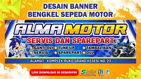 DESAIN BANNER BENGKEL MOTOR FREE CDR FILE YouTube