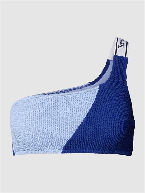 Kup Online Tommy Jeans Top Bikini Z Fakturowanym Wzorem Granatowy