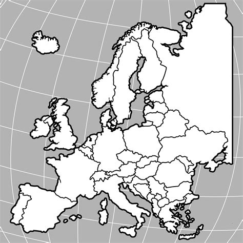 Europe Map Black And White Printable