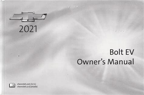 2021 Chevrolet Bolt Ev Owners Manual Original