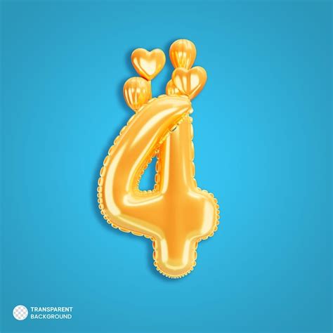 Изолированная иконка с золотым номером 4 | Бесплатно PSD Файл