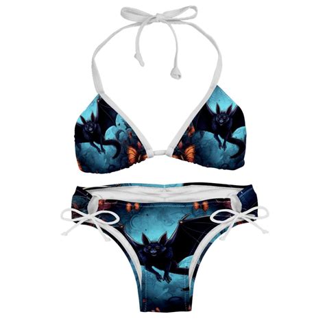 Bats Detachable Sponge Adjustable Strap Bikini Set Two Pack Swimsuit Swim Suit Beach Pool
