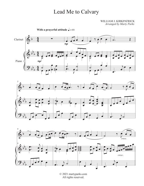 Lead Me To Calvary Clarinet Piano Arr Marty Parks Sheet Music