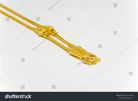 Gold Necklace Isolate On White Background Stock Photo