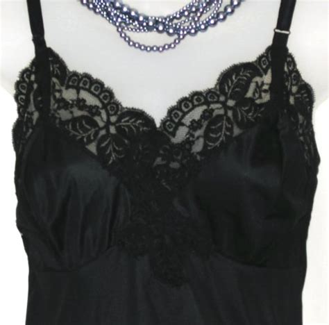 Black Lace Nylon Slip By Gay Lure At Classy Option Vintage Full Slip