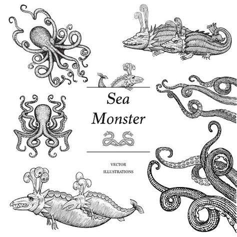 1,500+ Sea Monsters Drawings Stock Illustrations, Royalty-Free Vector