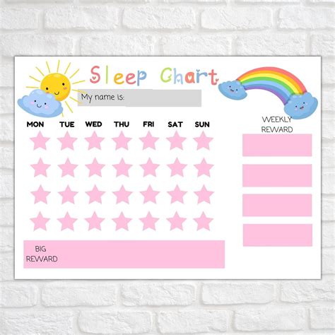 SLEEP CHART REWARD Chart A4 Letter Print Sleep Tracker | Etsy