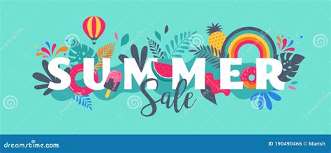 Summer Sale Banner With Doodle Swimsuite Bikini Background Exotic Fruit Design For Banner