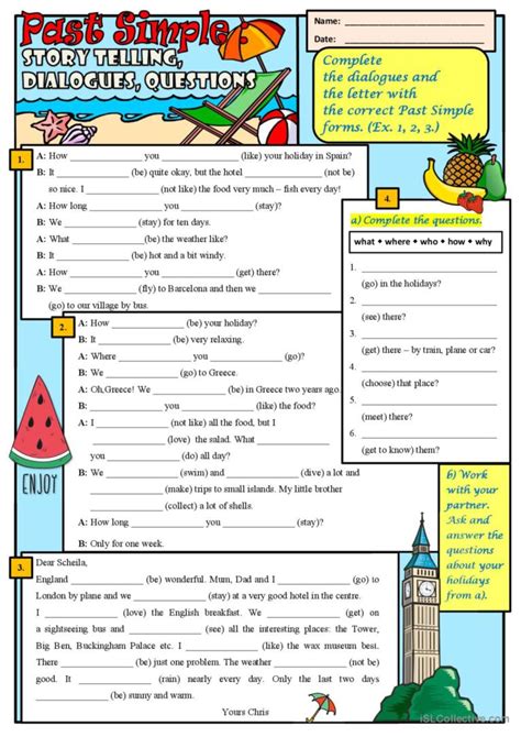 Past Simple Story Telling Dialogue English Esl Worksheets Pdf Doc