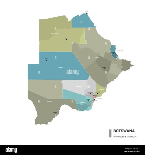 Botswana Higt Mapa Detallado Con Subdivisiones Mapa Administrativo De