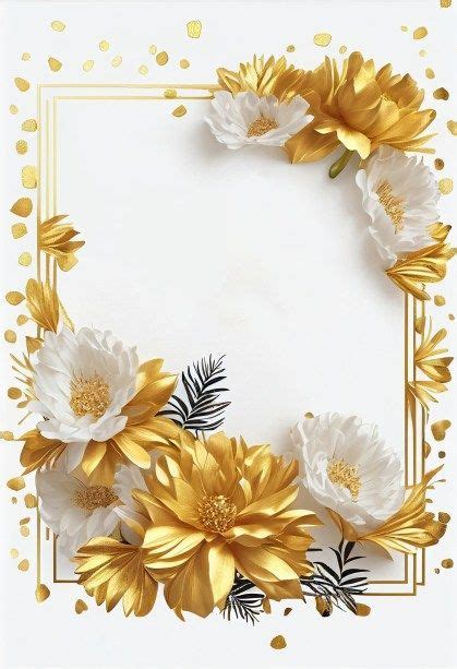 Free Gold Flower Frame Design Flower Frame Floral Cards Design