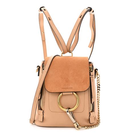 CHLOE Suede Calfskin Mini Faye Backpack Blush Nude FASHIONPHILE