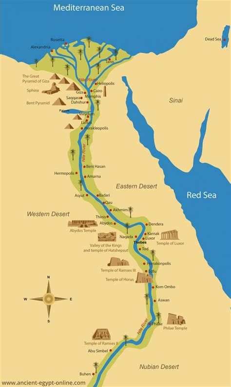 Ancient Egypt nile river map - Map of ancient Egypt nile river