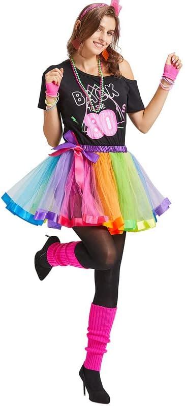 Churgigi Deguisement Annee 80 Femme Et Enfant Tenue Fluo Tutu Adulte