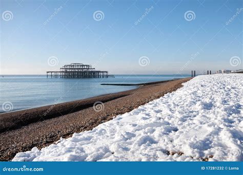 Pier Seaside Snow Architecture Winter Stock Photo Image Of Building