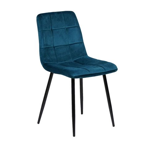 CHAISE EN VELOURS BLEU CANARD