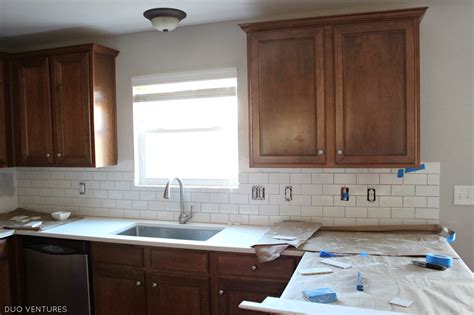 Duo Ventures Kitchen Makeover Subway Tile Backsplash Installation