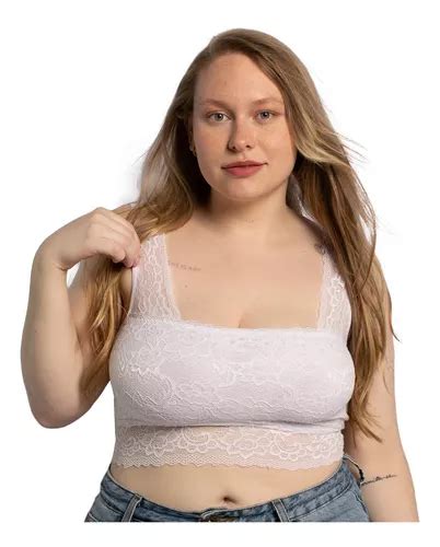 Top Plus Size Sem Bojo Renda Sutiã Cropped Lingerie Feminina MercadoLivre