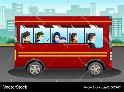 Different People Riding A Bus Royalty Free Vector Image