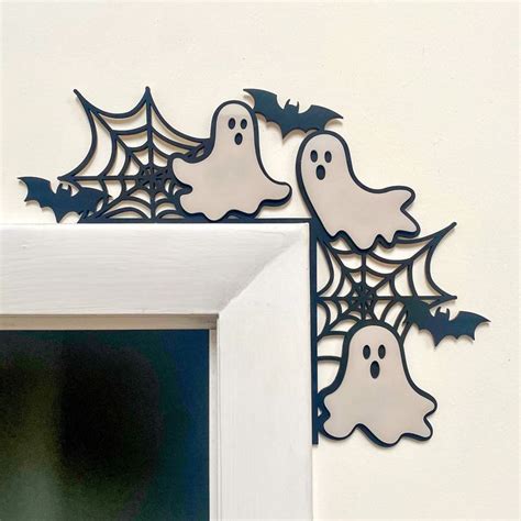 Halloween Door Corner With Spider Webs Ghosts And Bats Left Or Right