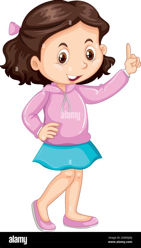 Little Girl Pointing Up The Finger Stock Vector Image And Art Alamy