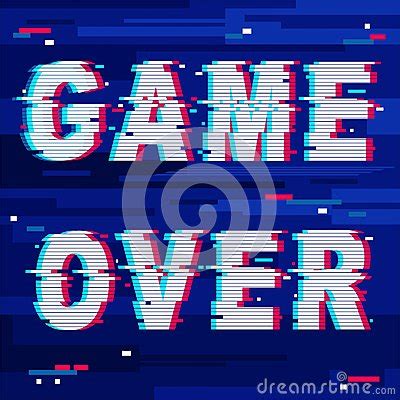 Game Over Glitch Text Distorted Vector Illustration Cartoondealer