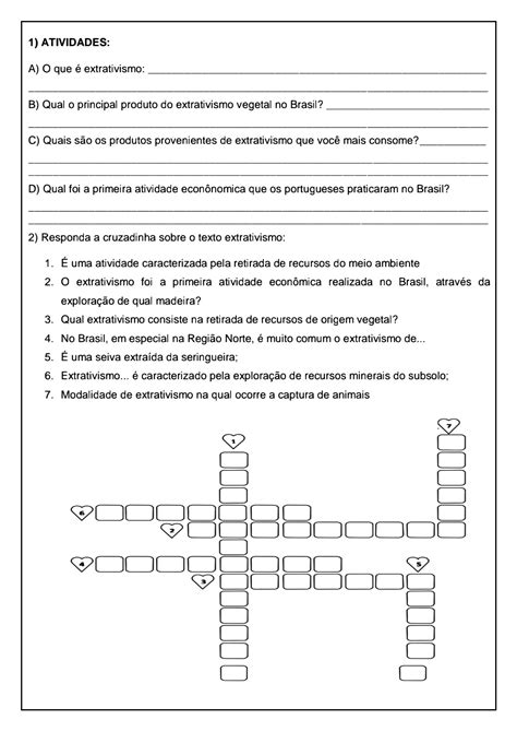 Atividades Sobre Extrativismo Mineral Vegetal E Animal 3 Ano