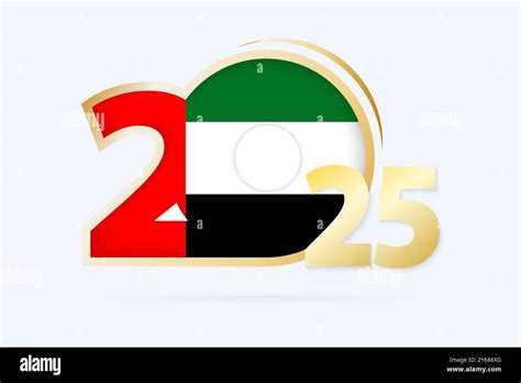 Year 2025 with United Arab Emirates Flag pattern. Vector Illustration
