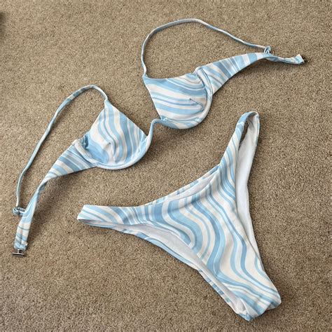 Blue White Bikini Worn Couple Times In Perfect Depop