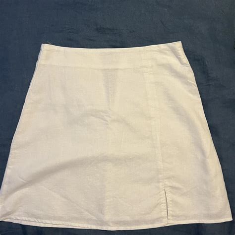 Nude Lucy White Linen Skirt Size Xs Condition Depop