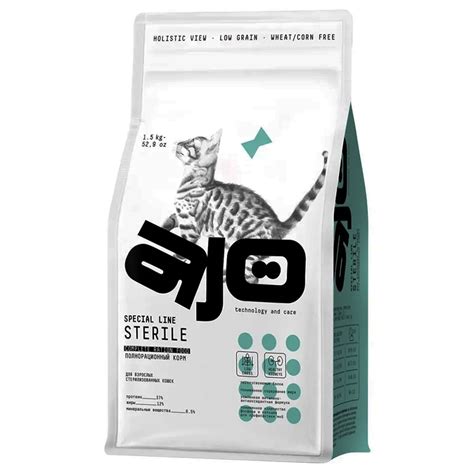 Сухой корм AJO Cat Sterile с индейкой и уткой для кастрированных кошек ...