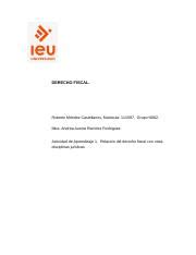 Actividad de Aprendizaje 1 Relación del derecho fiscal con otras