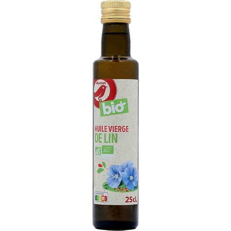 AUCHAN BIO Huile Vierge De Lin 25cl Pas Cher Auchan Fr