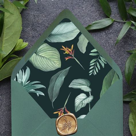 Monstera Envelope Liner Printable Tropical Greenery Envelope Etsy