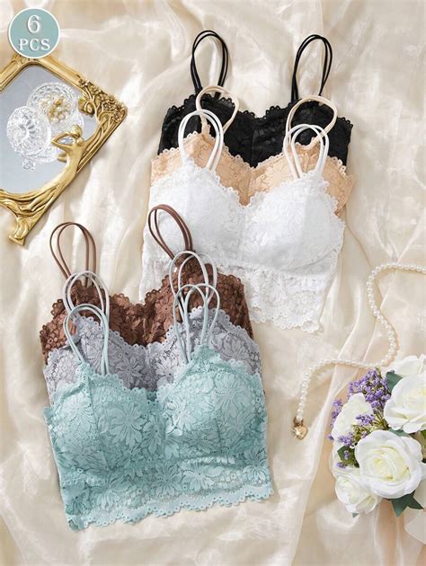 Pcs Women Colorful Lace Wireless Bras Comfortable Sexy Lingerie Set SHEIN USA