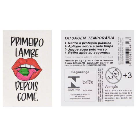 GEL TATUAGEM PRIMEIRO LAMBE DEPOIS COME 15ML Via Tentação Lingerie