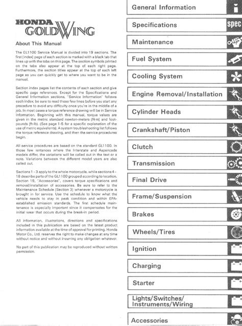 1983 Honda Gl1100 Service Manual