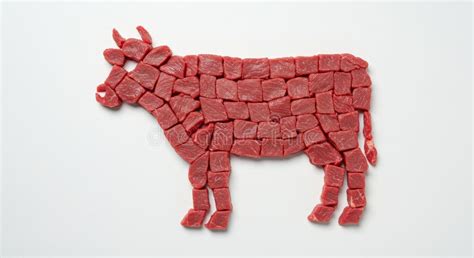 Beef Cow Mosaic A Cow Shaped Mosaic Created Using Pieces Of Raw Beef