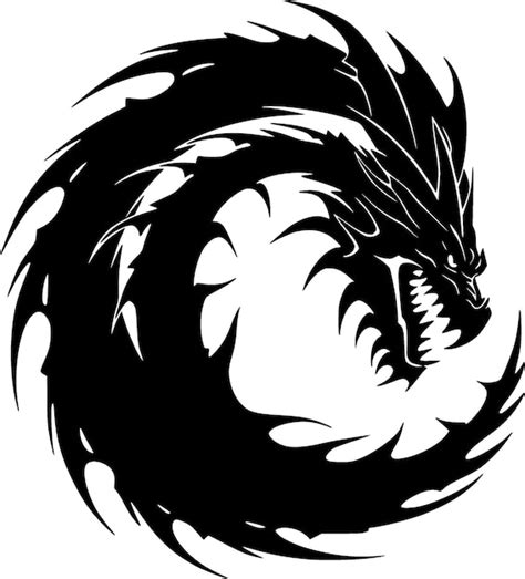 Premium Vector Dragon Black And White Vector Illustration