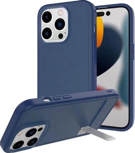 Geschikt Voor IPhone 13 Pro Hoesje Met Standaard Blauw Bol