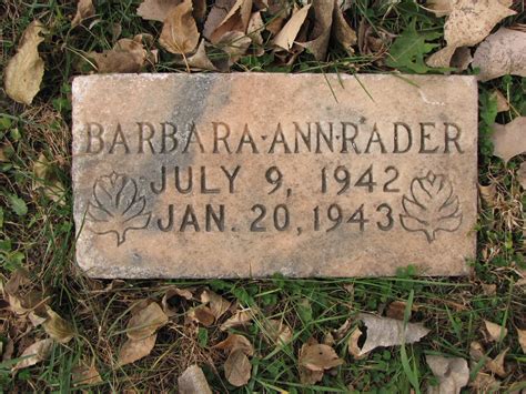 Barbara Ann Rader 1942 1943 Find A Grave Memorial