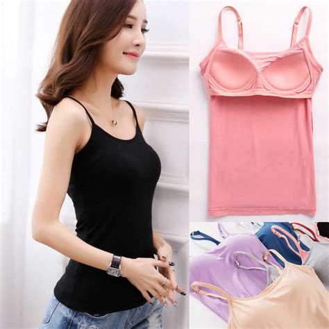 Women Padded Bra Spaghetti Camisole Top Vest Female Camisole With Built