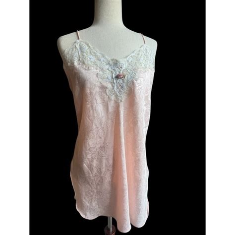 C C California Intimates Sleepwear Vintage Slip Dress Lingerie Lace Romantic 9s 80s Fairy