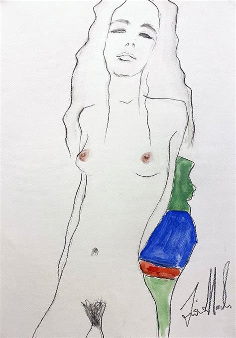 My Version Of Egon Schiele Standing Nude Painting By Fiona Maclean