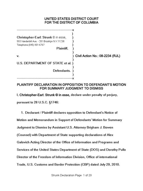 Declaration And Mol Of Plaintiff In Opposition To Summary Judgment Dcd 08 Cv 2234 080910 Pdf