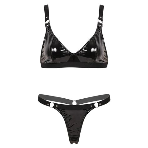 Sexy Wet Look Patent Leather Bikini Plus Size Wet Look Etsy