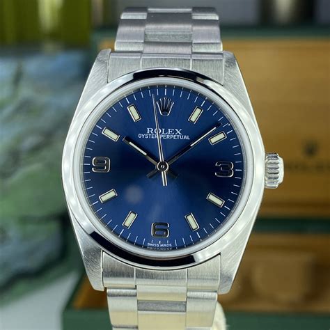 2002 Rolex Oyster Perpetual 77080 Stainless Steel 31MM Blue Dial