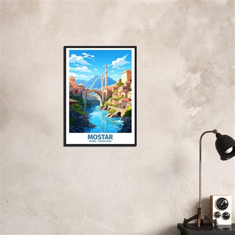 Mostar Bosnia Travel Poster Wall Art Print Mostar Wall Home Etsy Uk