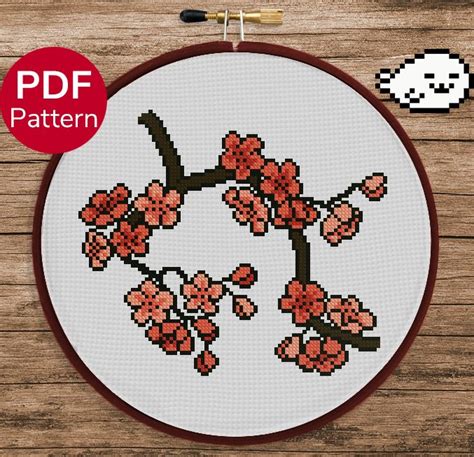 Cherry Blossom Cross Stitch Pattern Sakura Blossom Cross Stitch