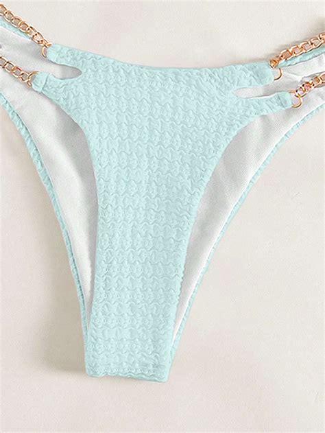 Swim Conjunto de bikini de triángulo con tirantes y cadena para playa